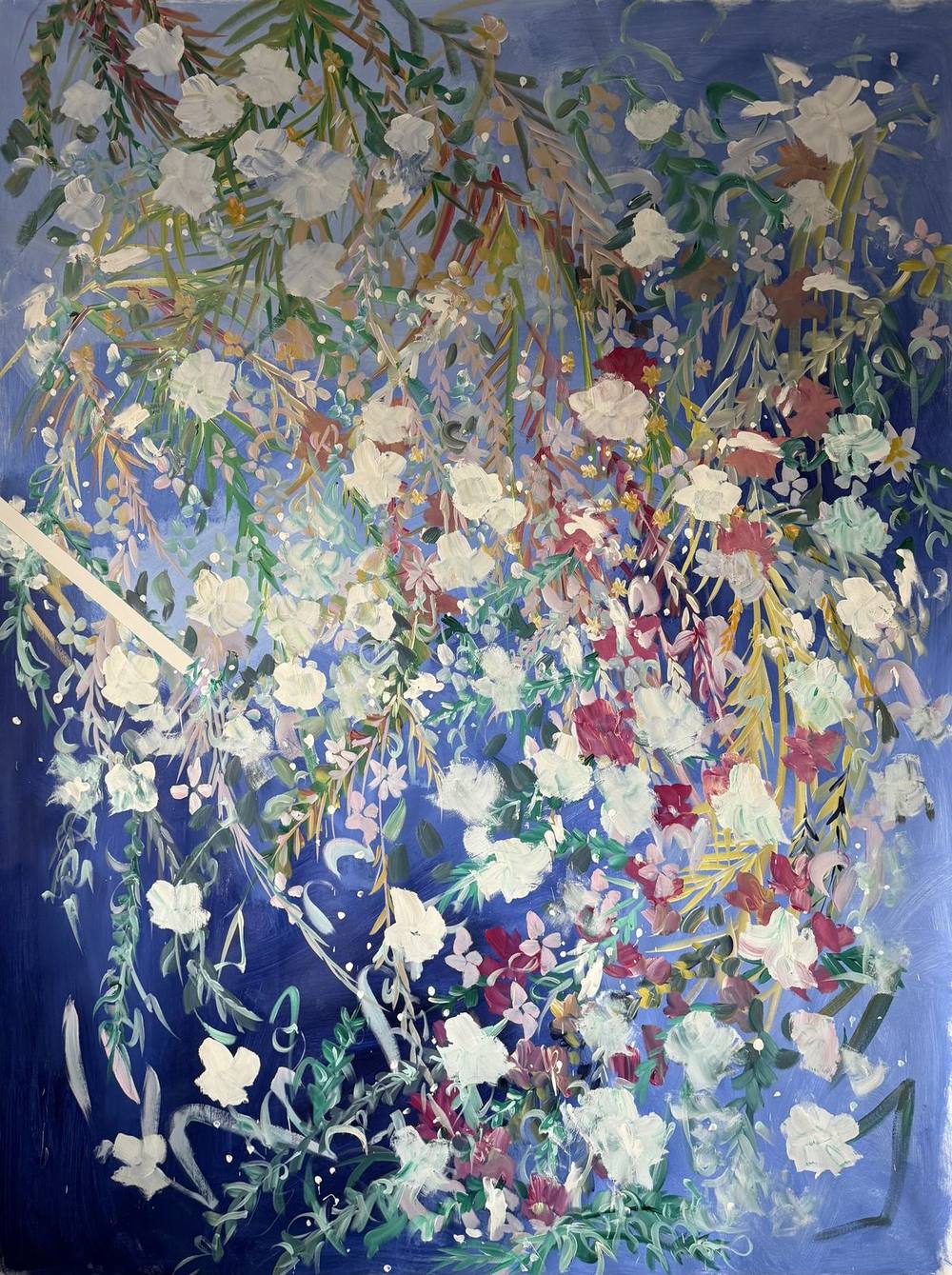 Gemälde „02 | 2025“ von Juliane Golbs in Blau, Braun und Weiß – Acryl auf Leinwand