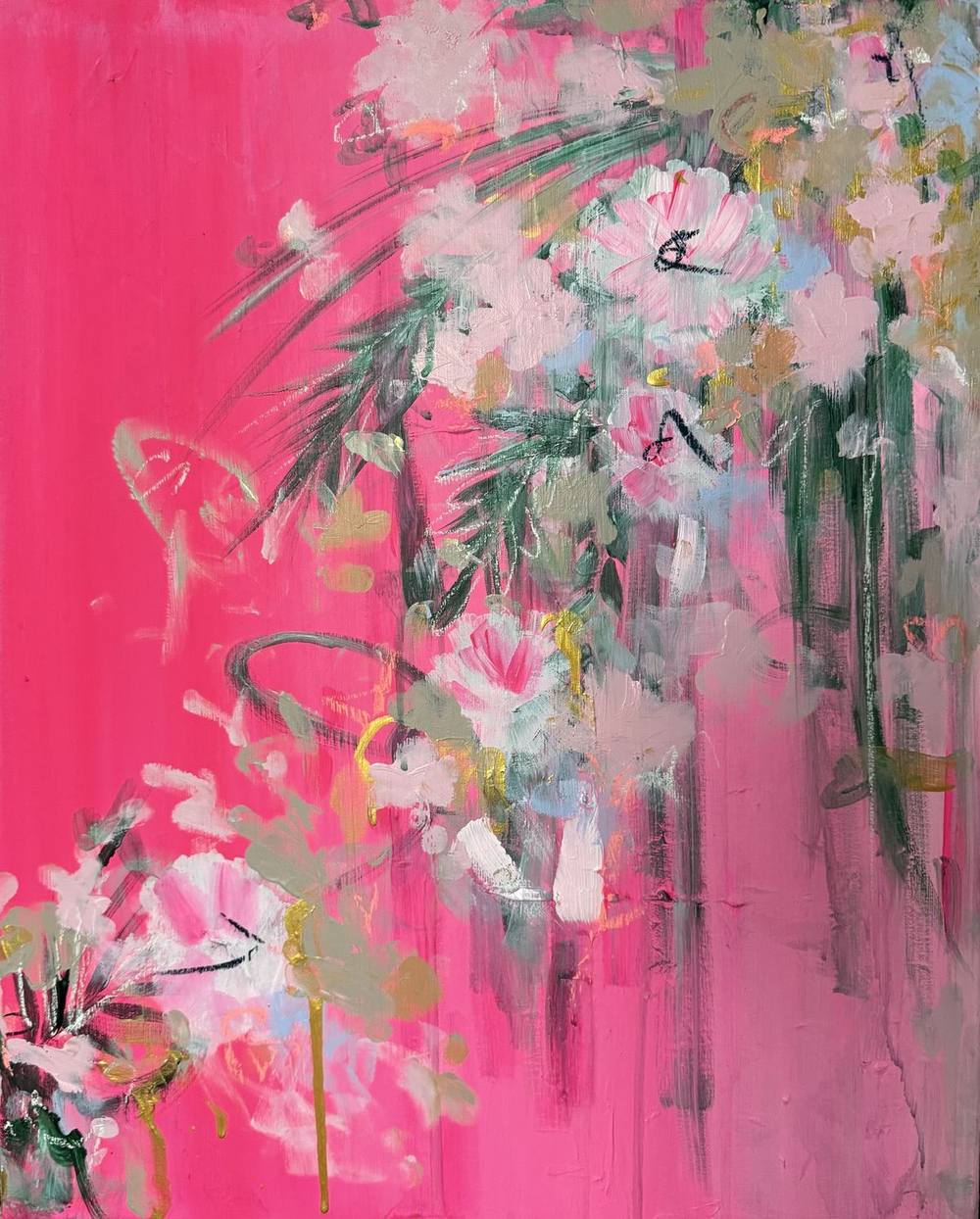 Gemälde „07 | 2026“ von Juliane Golbs in Pink, Rosa und Weiß – Acryl und Kreide auf Leinwand